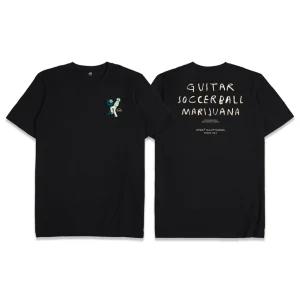 GIGG – Guitar, Soccerbal, Marijuana – Kaos Hitam Pria – Cotton Combed 24’s – Baju Kaos Bob Marley – Atasan Pria