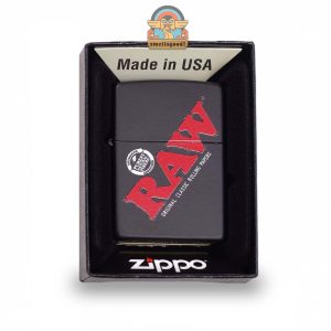 RAW Zippo windproof lighter, matt black and with RAW logo